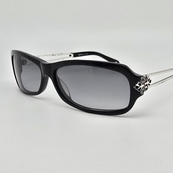 Brighton Geneva Gloss Black Silver Frame Grey Gradient Lens Sunglasses 57-13-131 - Picture 1 of 14